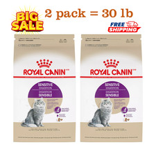2 Pack, Royal Canin Feline Adult Dry Cat Food Health Nutrition, Sensitive,15lb/b 3.17 per pound