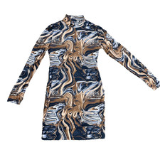 Shein Women Size Medium Swirl Pattern Stretch Long Sleeve Pencil Dress Bodycon