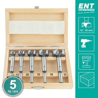 ENT 25100 5-tlg. Forstnerbohrer Set - Ø15 - 20 - 25 - 30 - 35 mm