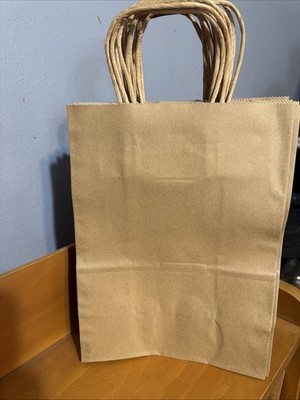 10 Pack of Brown Craft Gift Bags with Handles Medium Size