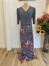 Elegant Gray Floral Wrap Dress