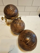 Wood Decoration Balls Home Decor 4 Inches Sphere Step Orbs - Pack of 3