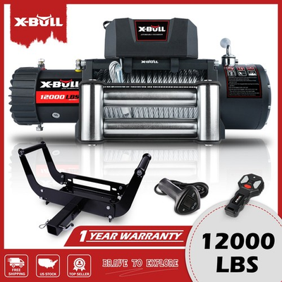 #ad X BULL 12000LBS Steel Cable Trailer Truck Electric Winch 12V amp; Mounting Bracket $379.90