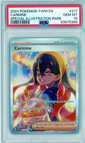 💥 Pokemon 2024 CARMINE 217/167 SIR Twilight Masquerade Holo GEM MINT PSA 10