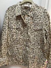 Chicos Leopard Print Utility Jacket Size 2