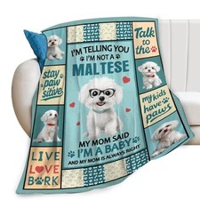 Throw Blanket Dog Print Blankets Gifts for Couch Sofa Bed Stuff 40"x50" Maltese