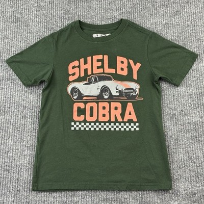 Shelby Cobra Logo Kids Graphic T-Shirt Size M (8) Green Short Sleeve Crew Neck