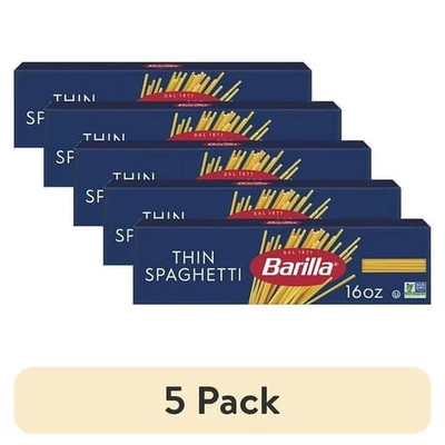 (5 pack) Barilla Classic Non-GMO, Kosher Certified Thin Spaghetti Pasta Noodles,