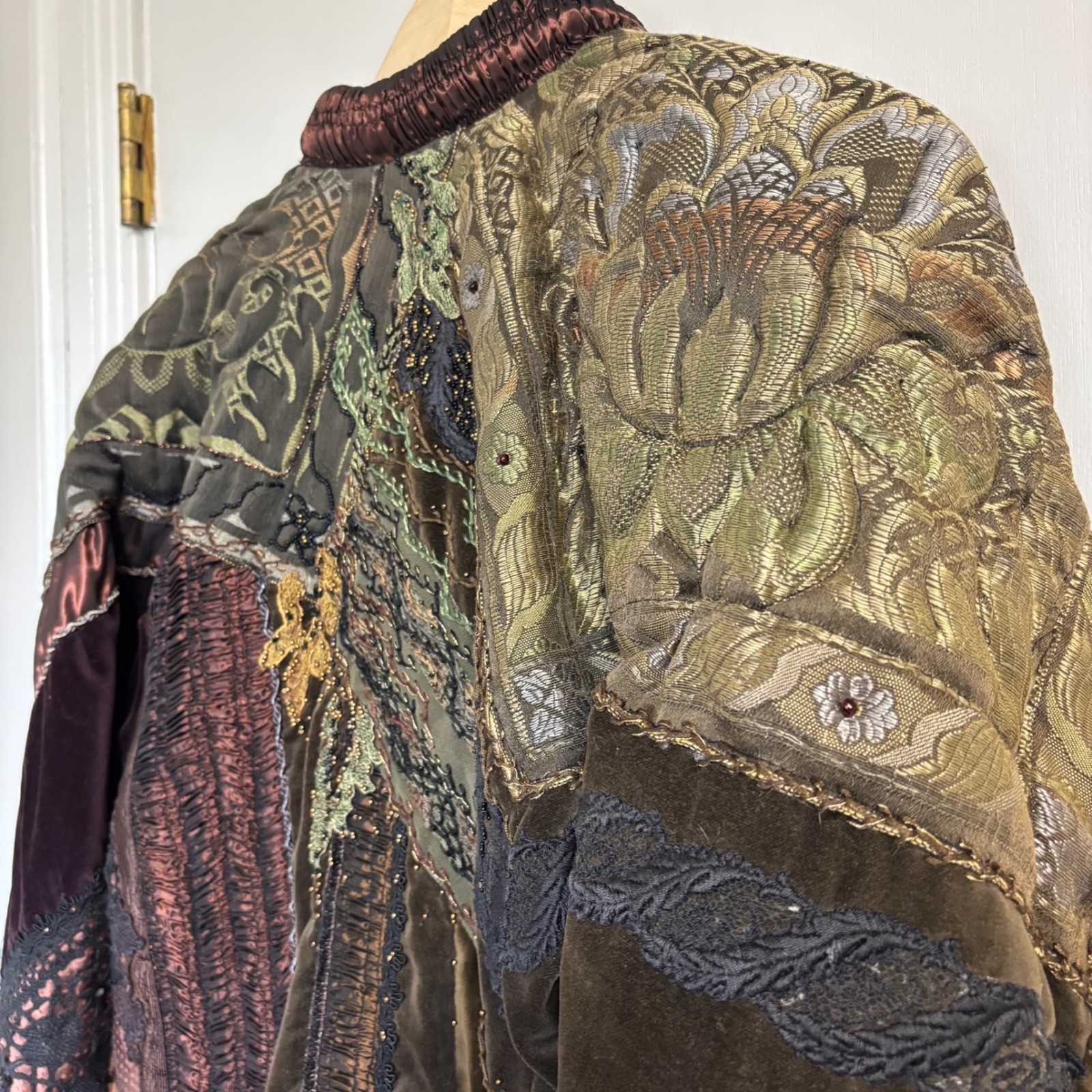 Vintage Crazy Quilt Patchwork Jacket Long Coat Ve… - image 17