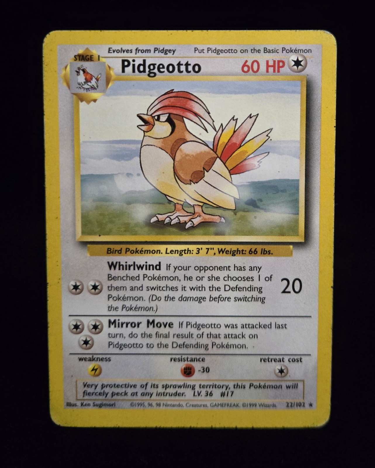 Pokémon TCG - PIDGEOTTO - 22/102 - RARE - UNLIMITED - BASE SET 1999 - WOTC - MP