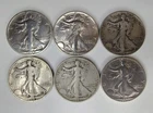 Walking Liberty Silver Half Dollar Lot of 6 Coins
