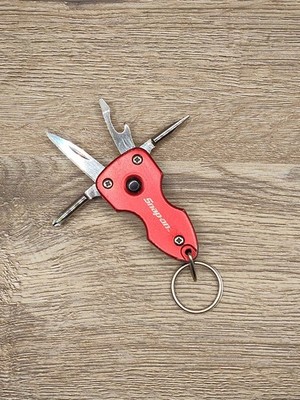 Snap-On multi tool function keychain flashlight knife red bottle opener