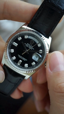 DGD　② Rolex Day Date 118139 Factory Black Diamond Dial 36mm 18k White