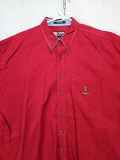 Vintage Chaps Ralph Lauren Men’s XL Red Long Sleeve Dress Shirt Crest Y2K Retro