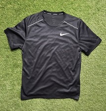Nike Dri-FIT Miler Men Short Sleeve Running Training Gym Shirt Top Black Sz M