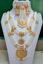 INDIAN PAKISTANI BOLLYWOOD GOLD PLATED JEWELRY NECKLACE SETS FULL JEWELLERY SET