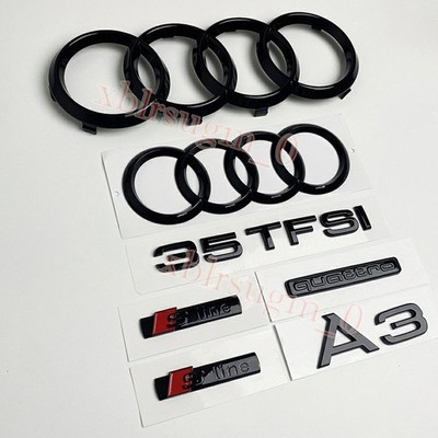 Für Audi A3 35TFSI Quattro SLINE Emblem Ringe V+H Kühlergrill 275MM+178MM Auto