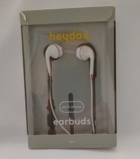 Heyday Wired Earbuds Mic Remote White w/Rose Gold NEW