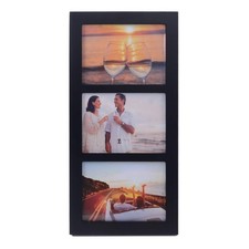 5x7 3-Opening Collage Picture Frame with Shatter-Resistant Glass  Black Wood...