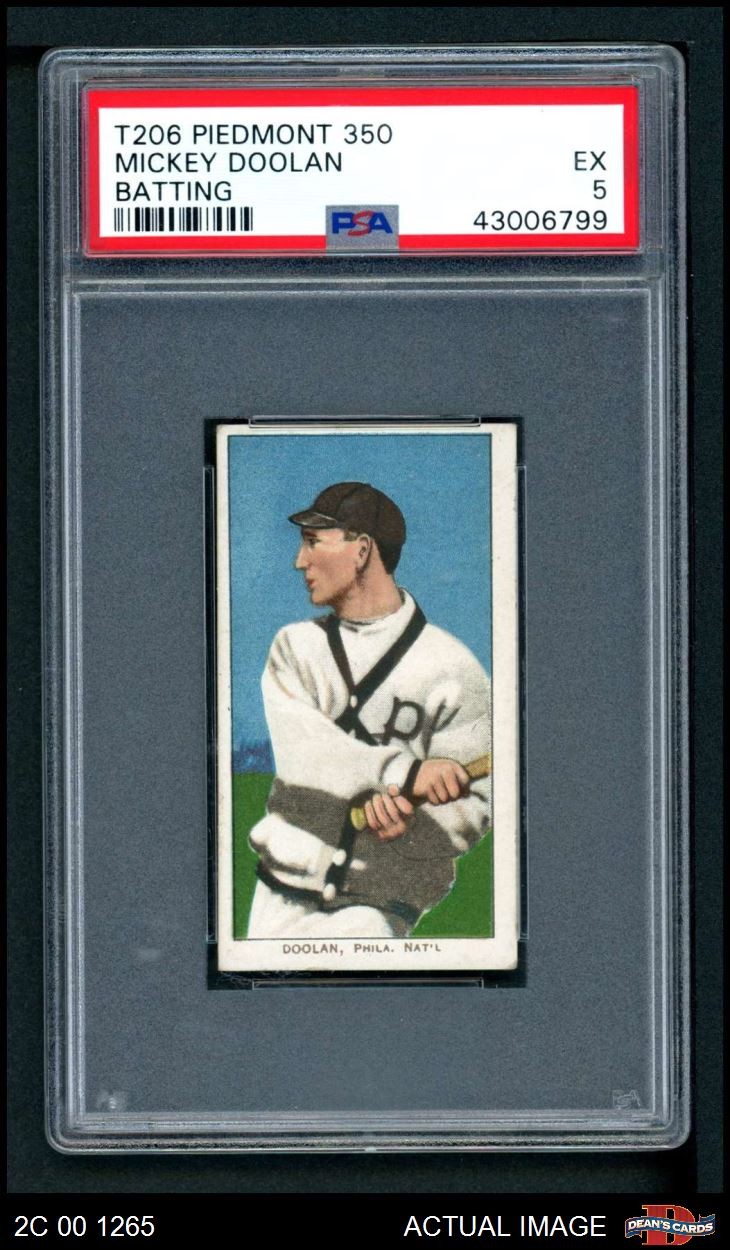 1909 T206 Mickey Doolan Batting Phillies VARIATION PSA 5 - EX