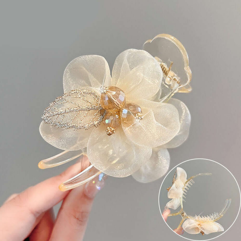 Women's Crystal Flowers Hair Claw Acrylic Hair Clips Hairpin Hair