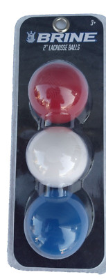 3 New Brine 2'' Lacrosse Balls Red/White/Blue -  Pack of 3 Balls   NEW