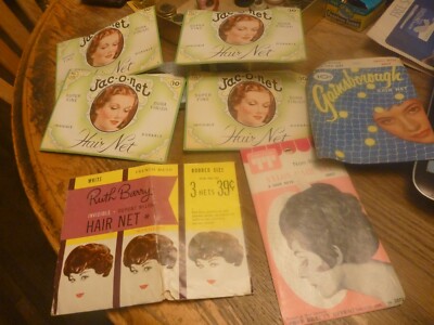 Vintage Hair Net 9 hair nets Jac-o-net Tip Top Ruth Barry Gainsborough GREY COLO