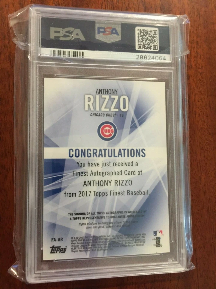 2017 Finest ANTHONY RIZZO #FA-AR RED Wave Refractor 6/25 AUTO PSA 10 - GEM MT - Image 2 of 3