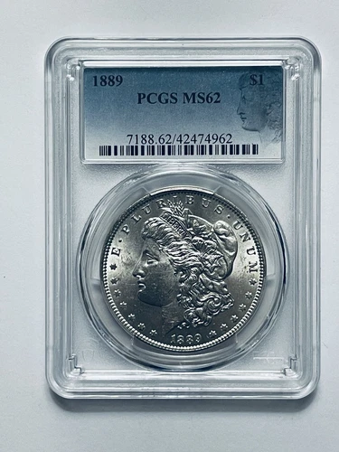 1889 Morgan Silver Dollar PCGS MS62 Morgan Silhouette Label