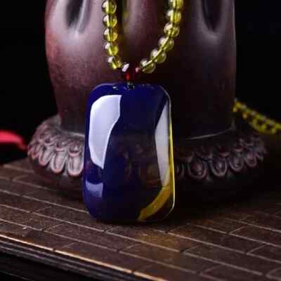 Natural Mexico Blue Amber Pendant Necklace Men Women Charms Jewelry Amulet Gift