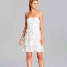 NEW Sue Wong Strapless Tiered Lace Dress