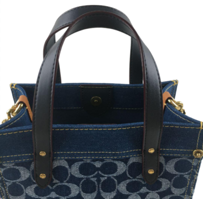 COACH Field Tote 22 Signature Denim 2way Bag Removable Shoulder