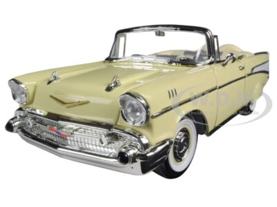 1957 CHEVROLET BEL AIR CONVERTIBLE CREAM 1/18 DIECAST MODEL ROAD
