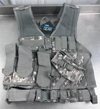 VISM PVC Heavy Duty Tactical Vest w/Holster Size Adjustable Digital Gray NEW