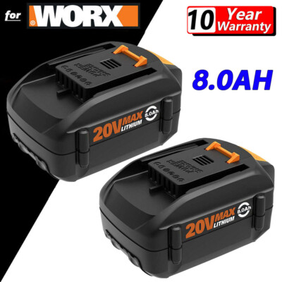 2 Pack MAX 20V For WORX WA3525 20V 8.0Ah Max Lithium Battery Power Tools WA3520