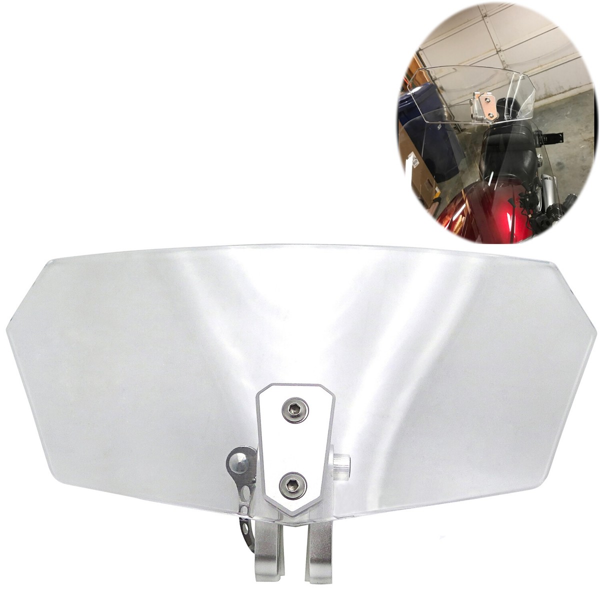 Adjustable Windshield Extension Motorcycle Windscreen Extension - Adjustable Clip-On Wind Deflector In Smoky Gray Motorcycle Windshield - Foto 13