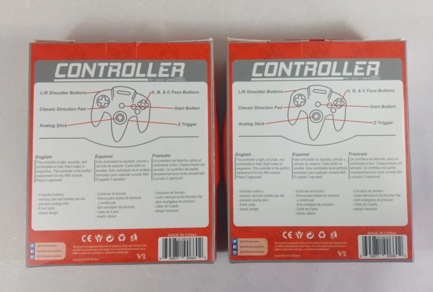 2 Controller Remote In Gray For N64 Brand New OLD SCHOOL. - Image 2 of 2