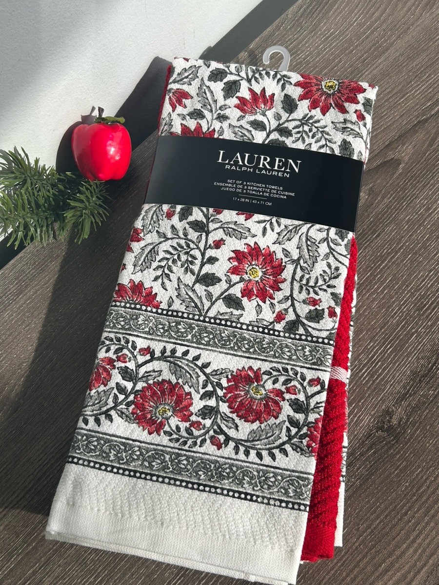 Lauren Ralph Lauren 100% Cotton Kitchen Towels Set of 3 New! | eBay