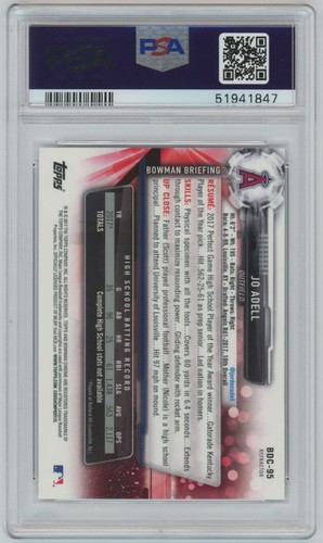Bowman Draft Chrome Refractor 2017 1st Jo Adell PSA 9 Los Angeles Angels #BDC-95 - Imagen 2 de 2