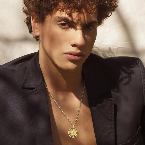 Alternate view of 18k Gold Plated Sterling Silver Pentagram Tetragrammaton Necklace For Women Men