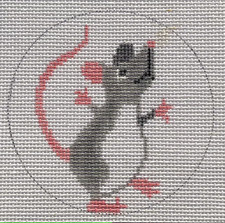 Mouse 2 Christmas Ornament Hand Painted Needlepoint Canvas