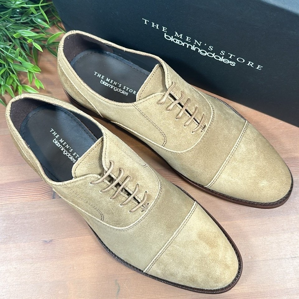 The Men's Store at Bloomingdale's Cap Toe Tan Suede Oxford Shoes Size 9