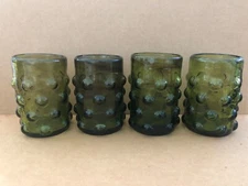 Vintage IMPERIAL BLENKO GLASS Hobnail Bubble Tumblers HAND BLOWN 4pcs MCM #2