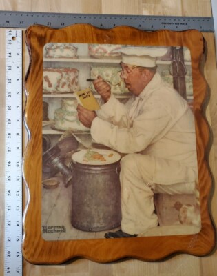 Norman Rockwell Wood Plaque Decoupage Chef Art  Print 14'' x 16''