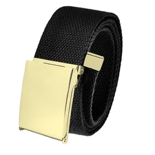 Build A Belt Adult 1.5" Gold Flip Top Buckle with Canvas Web Belt