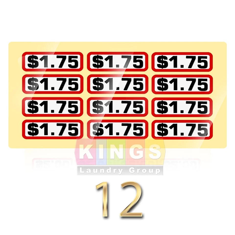 12PK GLOSSY SLIDE DECAL $1.75 For GREENWALD Wascomat, Ipso, Huebsch, 00-9104-29
