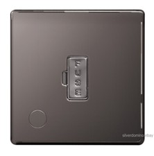 BG Screwless Black Nickel Fused Spur Connection Unit • Unswitched / Flex outlet