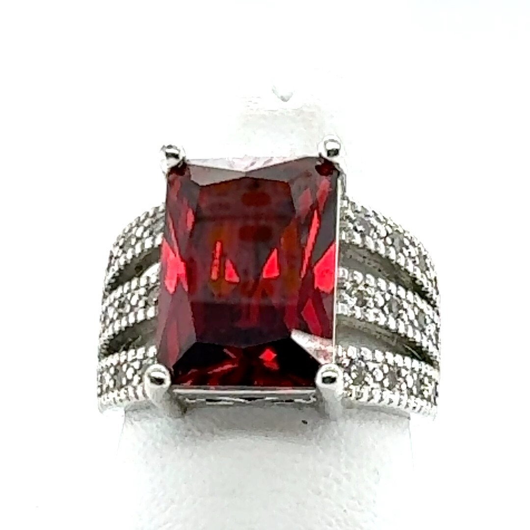 Simulated Ruby CZ Sterling Silver Ring - Size 7 - image 3