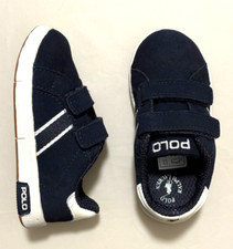 New Polo Ralph Lauren Baby Boys Leather Volley Sneakers Shoes Navy Sz 5 NIB