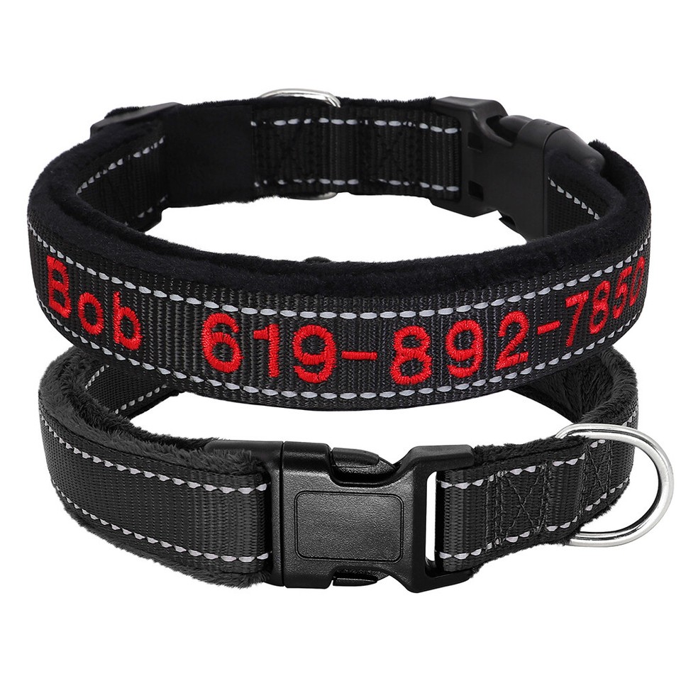 Gredstar Hundehalsband Personalisierbar – Reflektierend, Nylon, Mit Namensstickerei | Größen S, M, L, XL